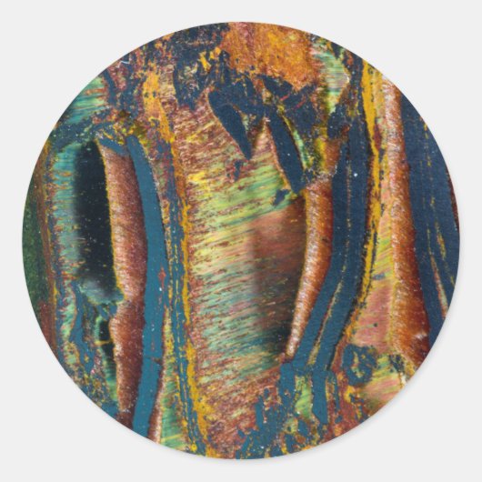 Kleurrijke abstracte Tijgeroog Ronde Sticker (Voorkant)