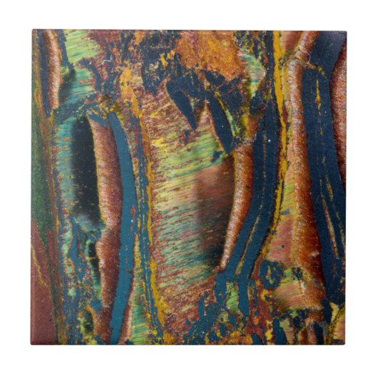 Kleurrijke abstracte Tijgeroog Tegeltje (Voorkant)