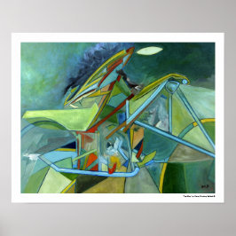 Kleurrijke Abstracte Trendy Groen Grijs Surrealist Poster