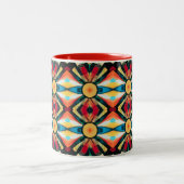 Kleurrijke Abstracte tribal geïnspireerd Tweekleurige Koffiemok (Center)