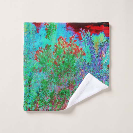 Kleurrijke Abstracte tuin met Crimson Sunset Bad Handdoek (Wasdoekje)