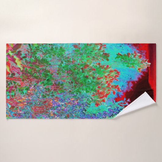 Kleurrijke Abstracte tuin met Crimson Sunset Badhanddoek (Badhanddoek)