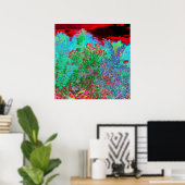 Kleurrijke Abstracte tuin met Crimson Sunset Poster (Thuiskantoor)