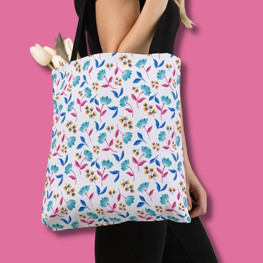Kleurrijke abstracte tulp bloemmotief tote bag