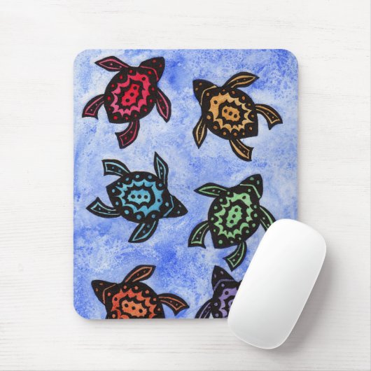 Kleurrijke Abstracte Turtles Mousepad Muismat (Met muis)