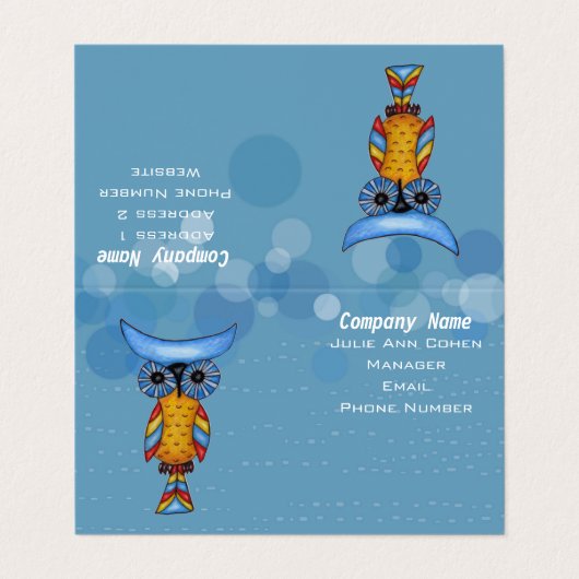 Kleurrijke Abstracte uil Big Blue Eyes Circles Visitekaartje (Buitenkant ongevouwen)