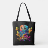 KLEURRIJKE ABSTRACTE UIL  TOTE BAG (Achterkant)