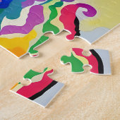 Kleurrijke Abstracte Unicorn Portret Painting Legpuzzel (Zijkant)