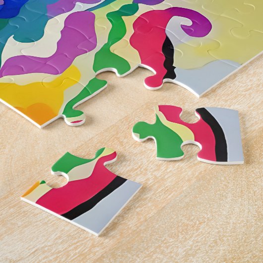 Kleurrijke Abstracte Unicorn Portret Painting Legpuzzel (Zijkant)