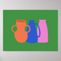 Kleurrijke Abstracte Vase Pottery Shapes in Green