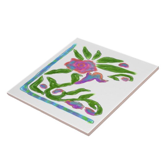 Kleurrijke Abstracte ventilator Tegeltje (Zijkant)