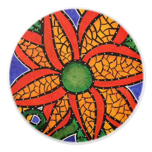 Kleurrijke Abstracte ventilatorheldere kleuren Keramische Knop (Voorkant)