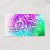 Kleurrijke, abstracte veren paars groen visitekaartje (Achterkant)