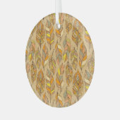 Kleurrijke Abstracte veren: patroon Glas Ornament (Voorkant links)