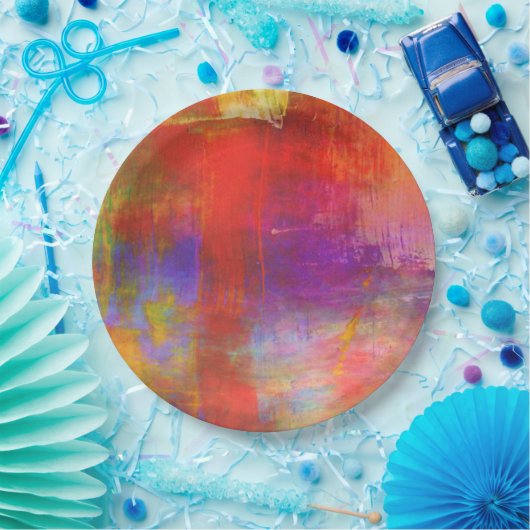 Kleurrijke Abstracte verf Papieren Bordje (Feest)