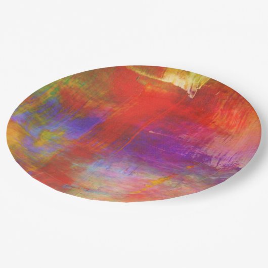 Kleurrijke Abstracte verf Papieren Bordje (Gekanteld)