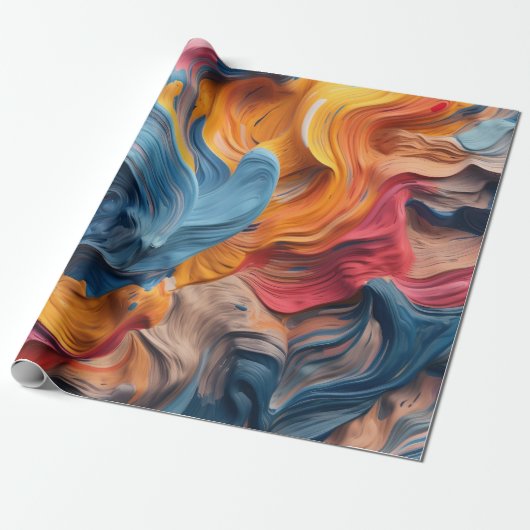 Kleurrijke Abstracte verf Splatter Art (5) Cadeaupapier (Uitgerold)