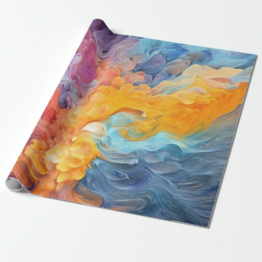 Kleurrijke Abstracte verf Splatter Art (8) Cadeaupapier (Uitgerold)