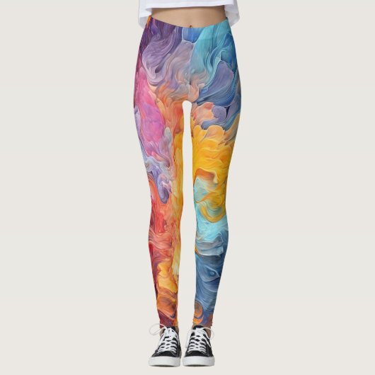 Kleurrijke Abstracte verf Splatter Art (8) Leggings (Voorkant)
