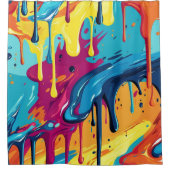 Kleurrijke Abstracte verfdruppels (14) Douchegordijn (Voorkant)
