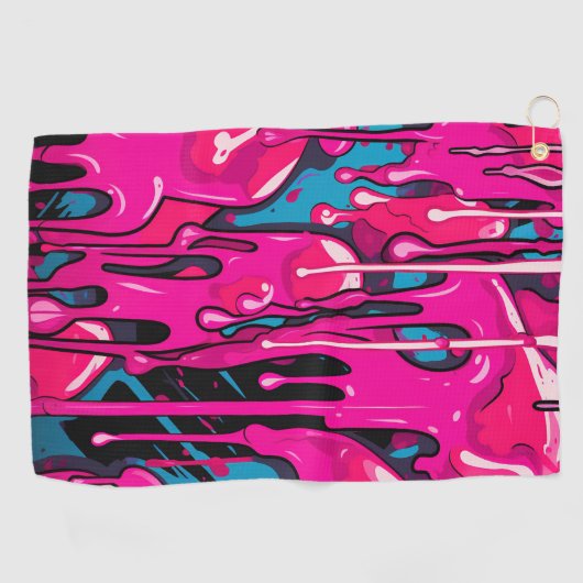 Kleurrijke Abstracte verfdruppels (15) Golfhanddoek (Horizontaal)