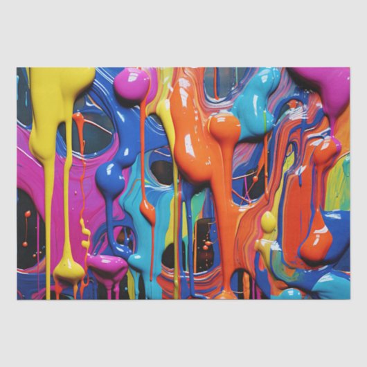 Kleurrijke Abstracte verfdruppels (17) Tissuepapier (Voorkant)