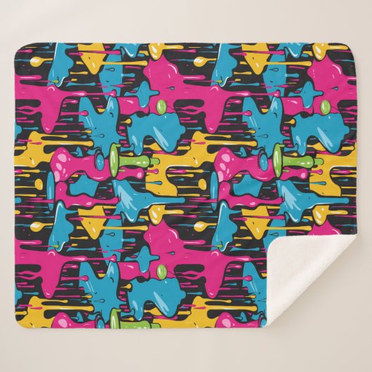 Kleurrijke Abstracte verfdruppels (1) Sherpa Deken (Voorkant (horizontaal))