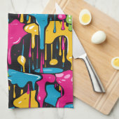 Kleurrijke Abstracte verfdruppels (1) Theedoek (Quarter Fold)