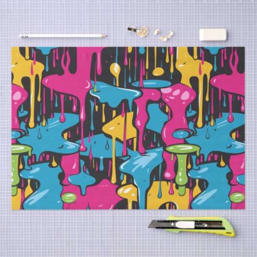 Kleurrijke Abstracte verfdruppels (1) Tissuepapier (Craft)