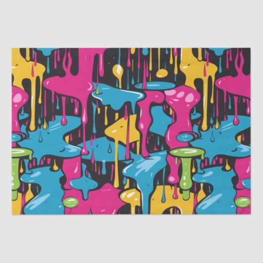 Kleurrijke Abstracte verfdruppels (1) Tissuepapier (Voorkant)