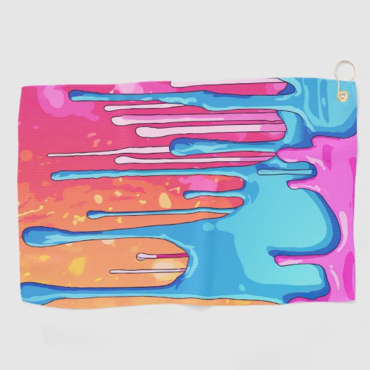 Kleurrijke Abstracte verfdruppels (4) Golfhanddoek (Horizontaal)