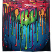 Kleurrijke Abstracte verfdruppels (6) Douchegordijn (Voorkant)
