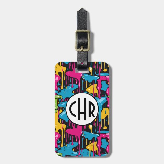 Kleurrijke Abstracte verfdruppels (7) Bagagelabel (Voorkant verticaal)