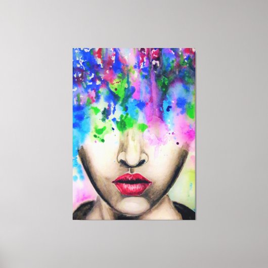 Kleurrijke Abstracte verfgezicht canvasprint Canvas Afdruk (Voorkant)