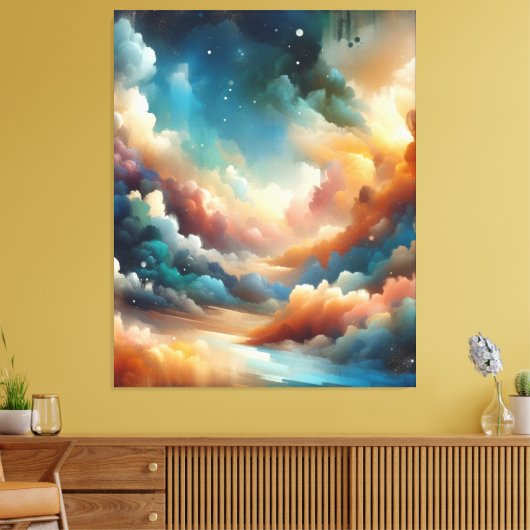 Kleurrijke Abstracte verfkwast Canvas Afdruk (Insitu (Woonkamer))