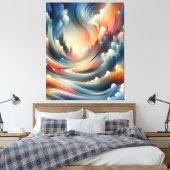 Kleurrijke Abstracte verfkwast golvend patroon Canvas Afdruk (Insitu (Slaapkamer))