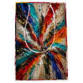 Kleurrijke Abstracte Verfspat Kunst Medium Cadeauzakje (Voorkant)
