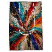Kleurrijke Abstracte Verfspat Kunst Medium Cadeauzakje (Achterkant)