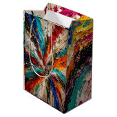 Kleurrijke Abstracte Verfspat Kunst Medium Cadeauzakje (Achterkant Gekanteld)