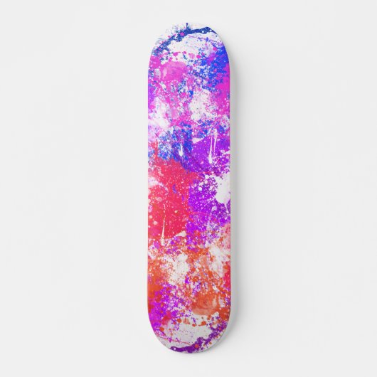 Kleurrijke Abstracte Verfspat Kunst Persoonlijk Skateboard (Voorkant)