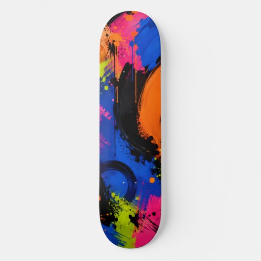 Kleurrijke Abstracte Verfspat Skateboard Deck (Voorkant)