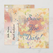 Kleurrijke Abstracte verfsplaat sparen de datum Aankondigingskaart (Voorkant / Achterkant)