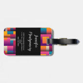 Kleurrijke Abstracte Vierkanten en Vormen Bagagelabel (Achterkant horizontaal)