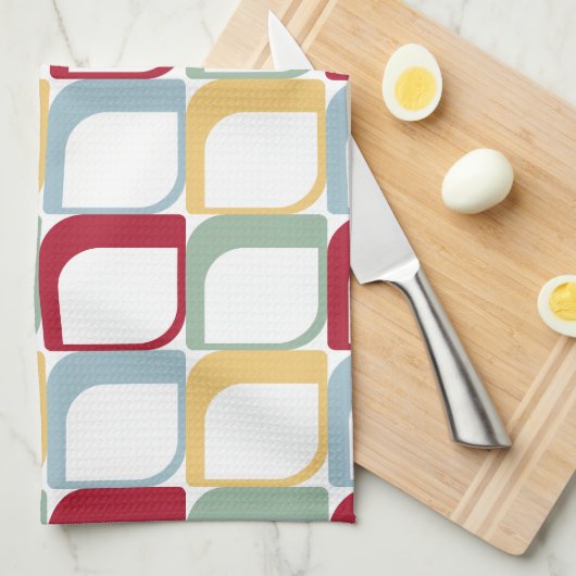 Kleurrijke Abstracte vierkanten retro patroon Theedoek (Quarter Fold)