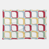 Kleurrijke Abstracte vierkanten retro patroon Theedoek (Horizontaal)