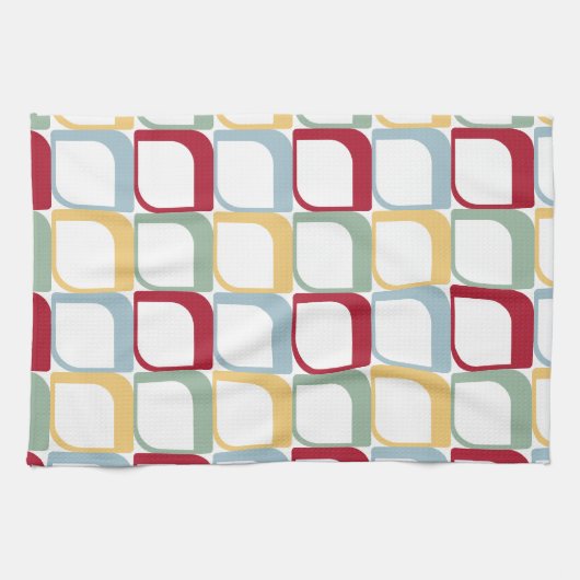 Kleurrijke Abstracte vierkanten retro patroon Theedoek (Horizontaal)