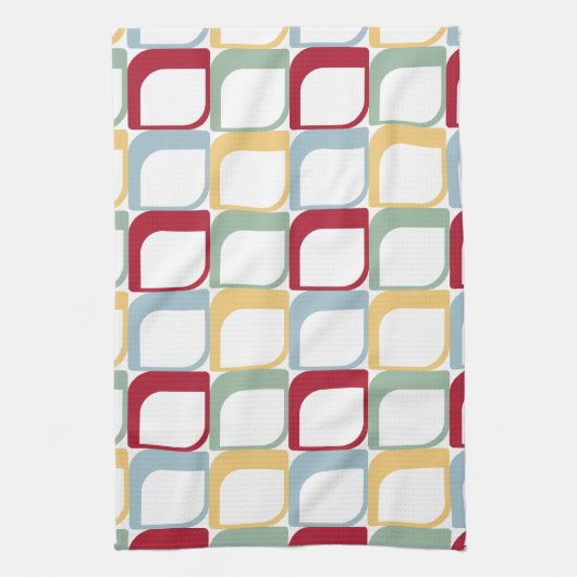 Kleurrijke Abstracte vierkanten retro patroon Theedoek (Verticaal)