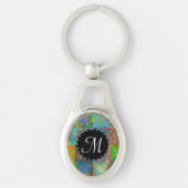 Kleurrijke abstracte vierkanten sleutelhanger (Voorkant)