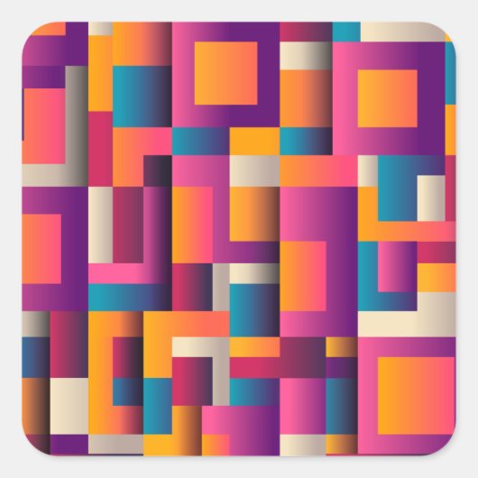 Kleurrijke Abstracte vierkantjes en geometrische v Vierkante Sticker (Voorkant)