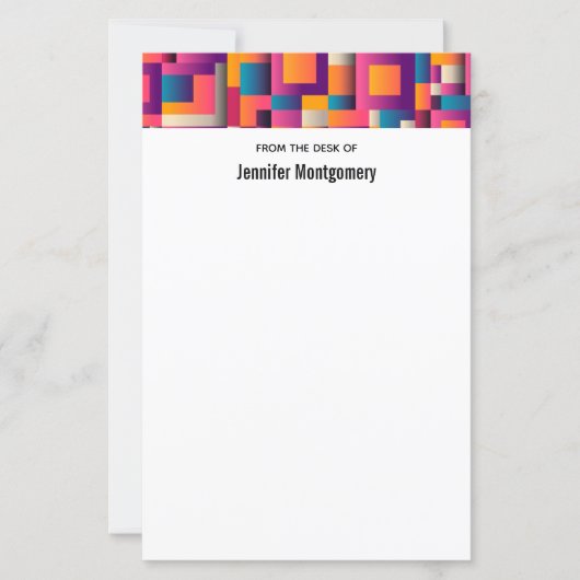 Kleurrijke Abstracte vierkantjes en vormen (Voorkant)